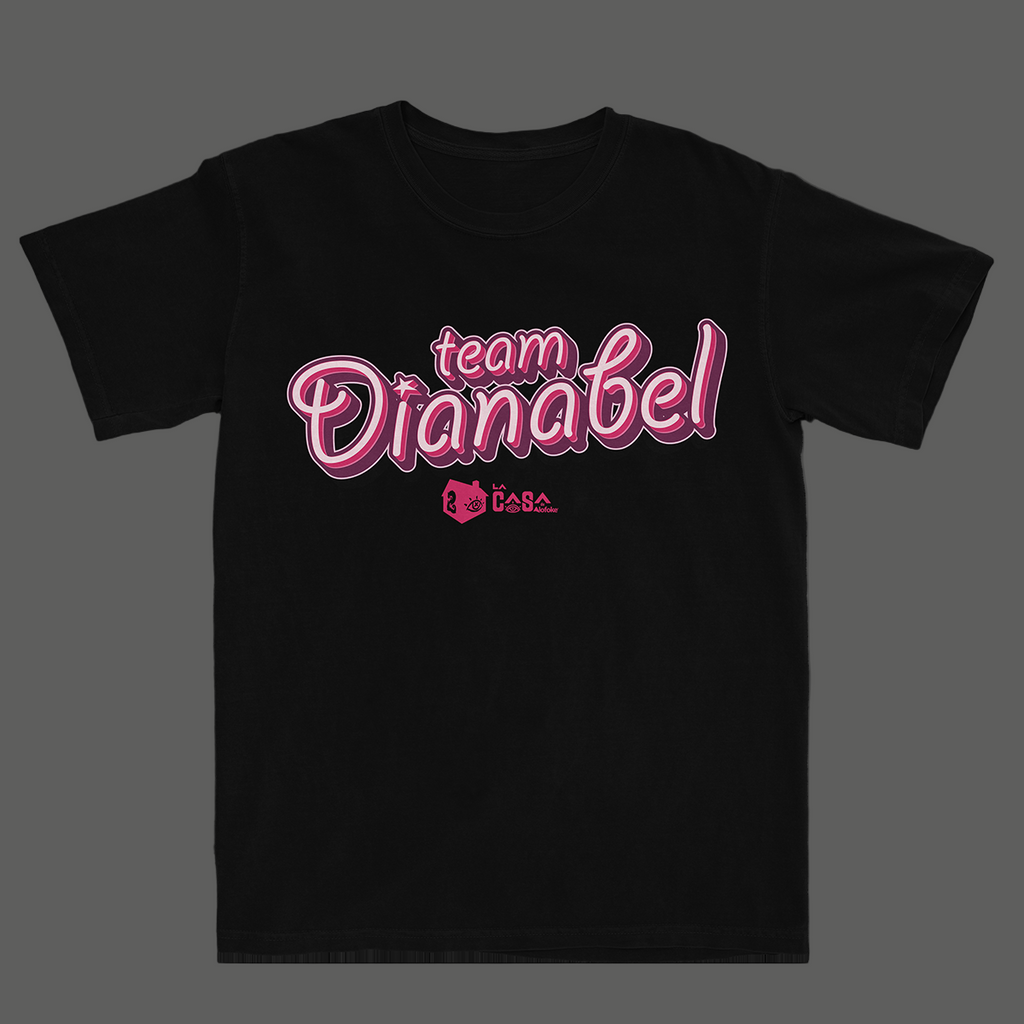 Black t-shirt with pink 'team Dianabel' text