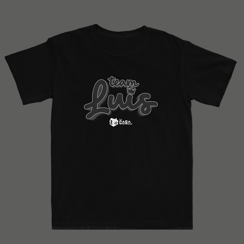 Black t-shirt with 'Team Luis' text