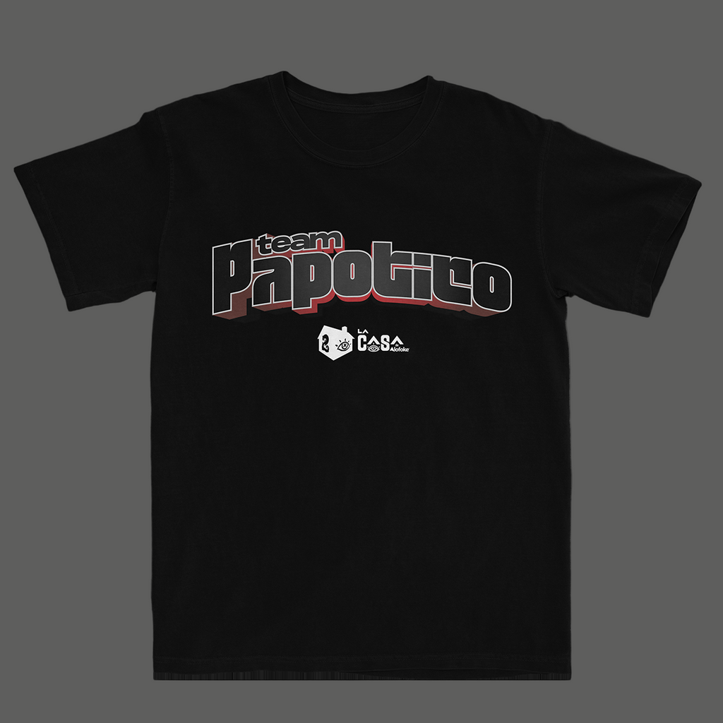 Black t-shirt with 'team Papotico' text