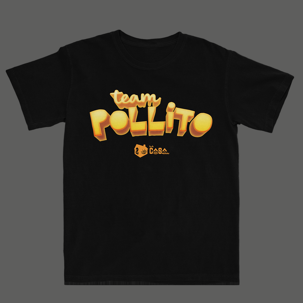 Black t-shirt with 'Team Pollito' text